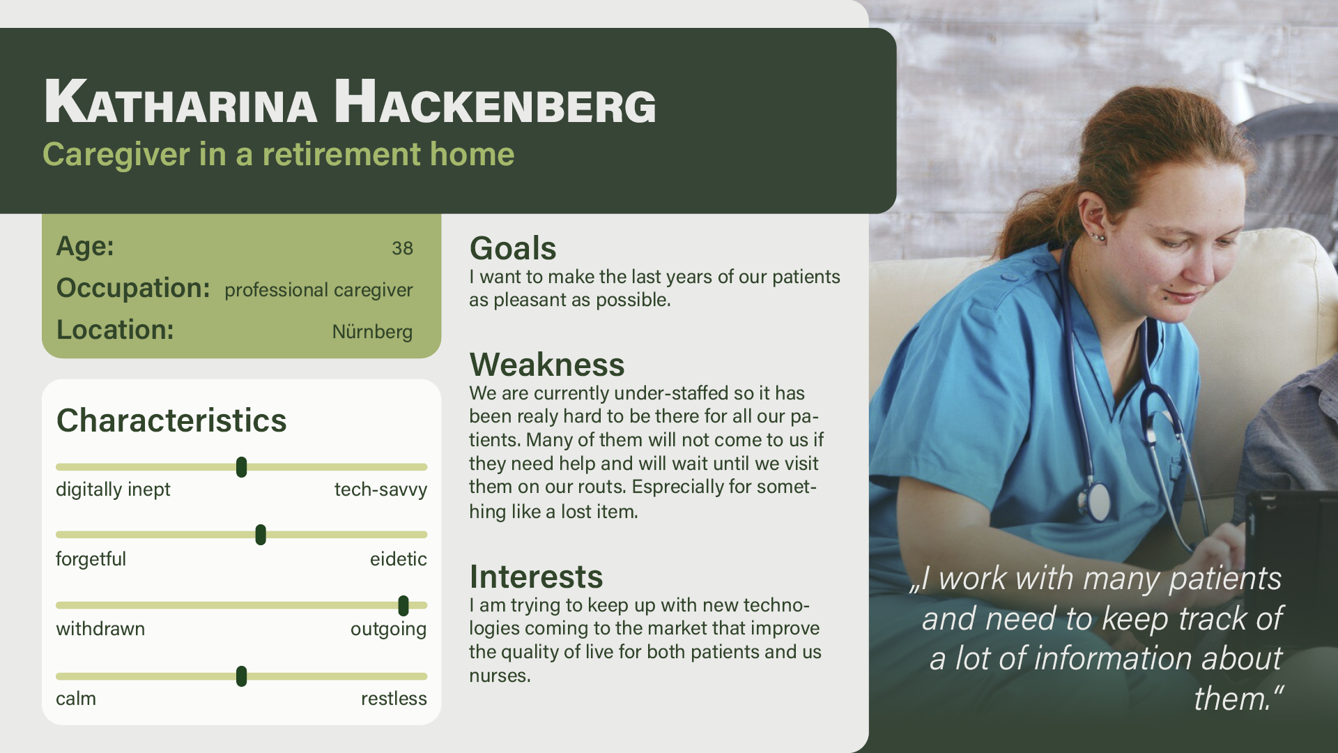 Retrace Secondary Persona for a nurse